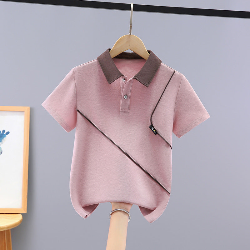 Children's Short-sleeved Cotton Lapel Half Sleeve Summer Shirt Children's T-shirt