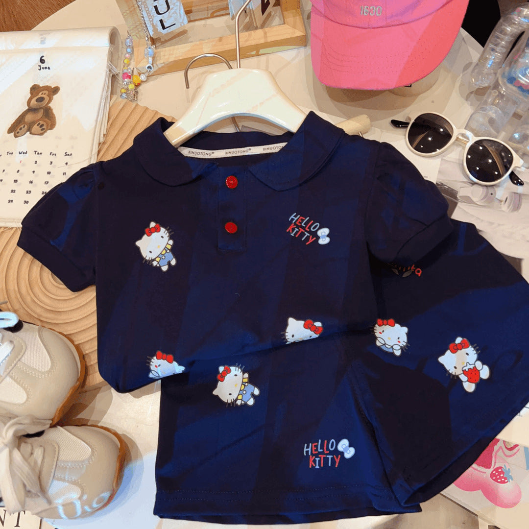 Children's T-shirt Summer Cartoon Korean Sports Casual Shorts Children's Suit