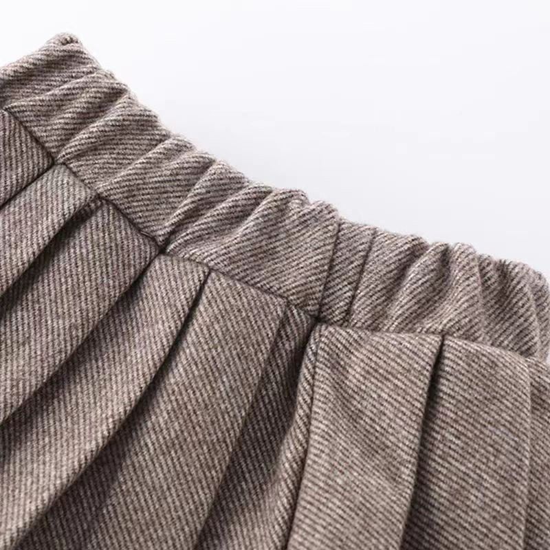 Woolen Coat Pleated Short Skirt Two-piece Little Children's Suit