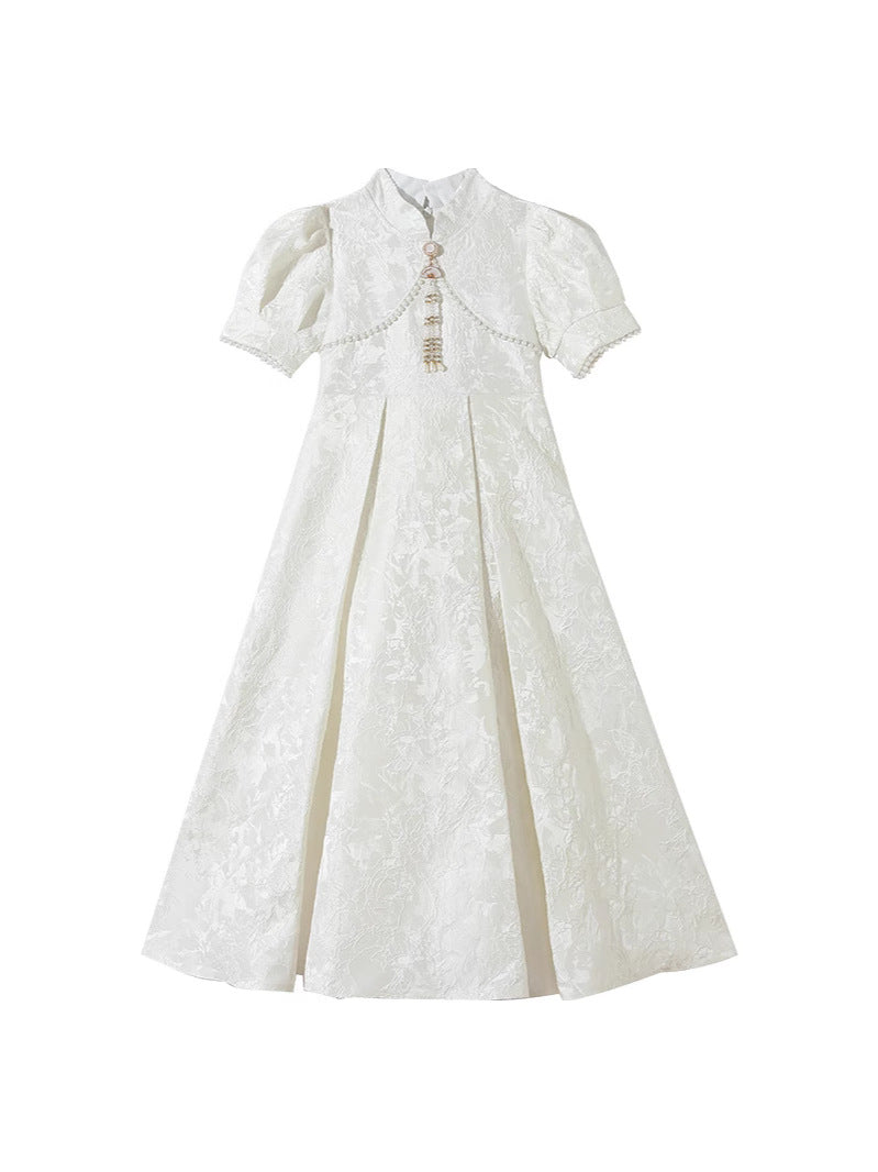 Children's Light Luxury Minority White Chinese Piano Children's Dress