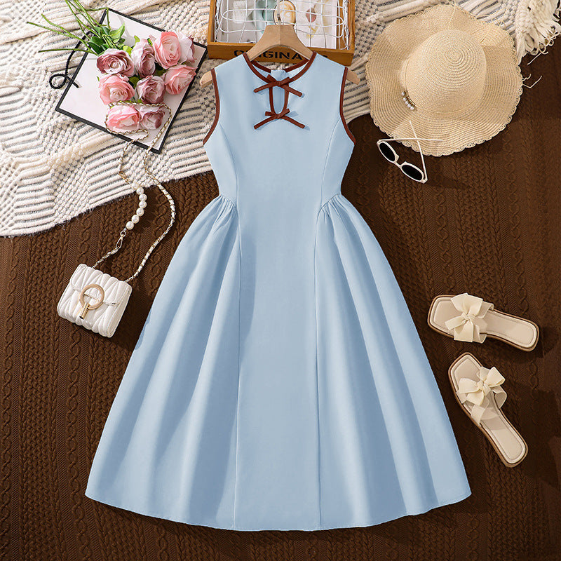 Children's Princess Style Solid Color Patchwork Large Children's Dress