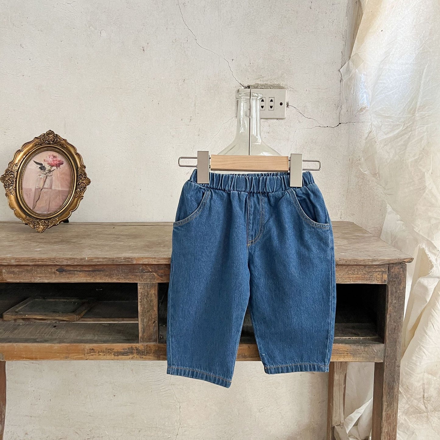 Style Spring Corduroy Embroidered Lapel Shirt Jeans Pure Cotton Loose Children's Suit