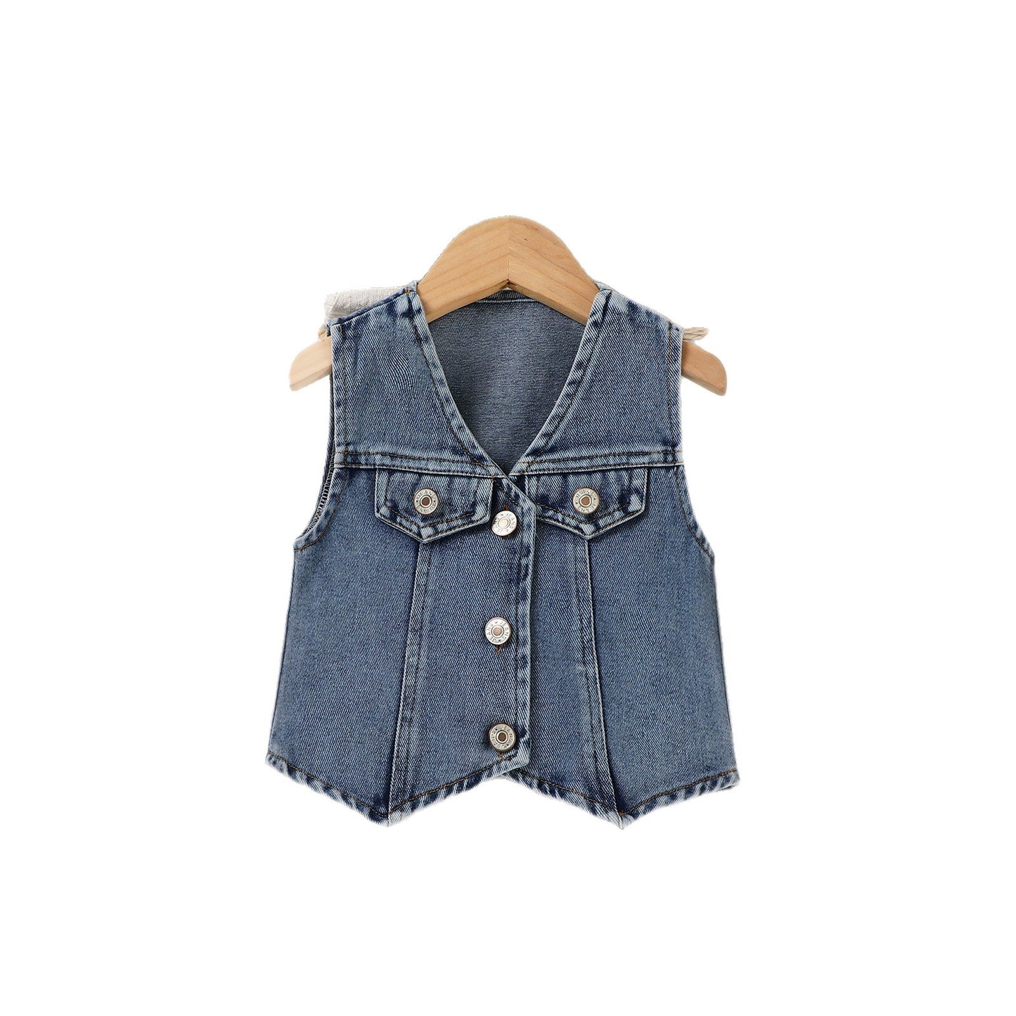 Summer Western Style Denim Waistcoat Vest Tops Children's T-shirt