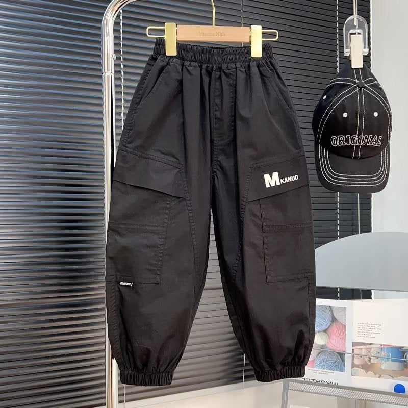 Children's Summer Cotton For Middle Big Thin Mosquito Repelling Printed Large Children's Pants