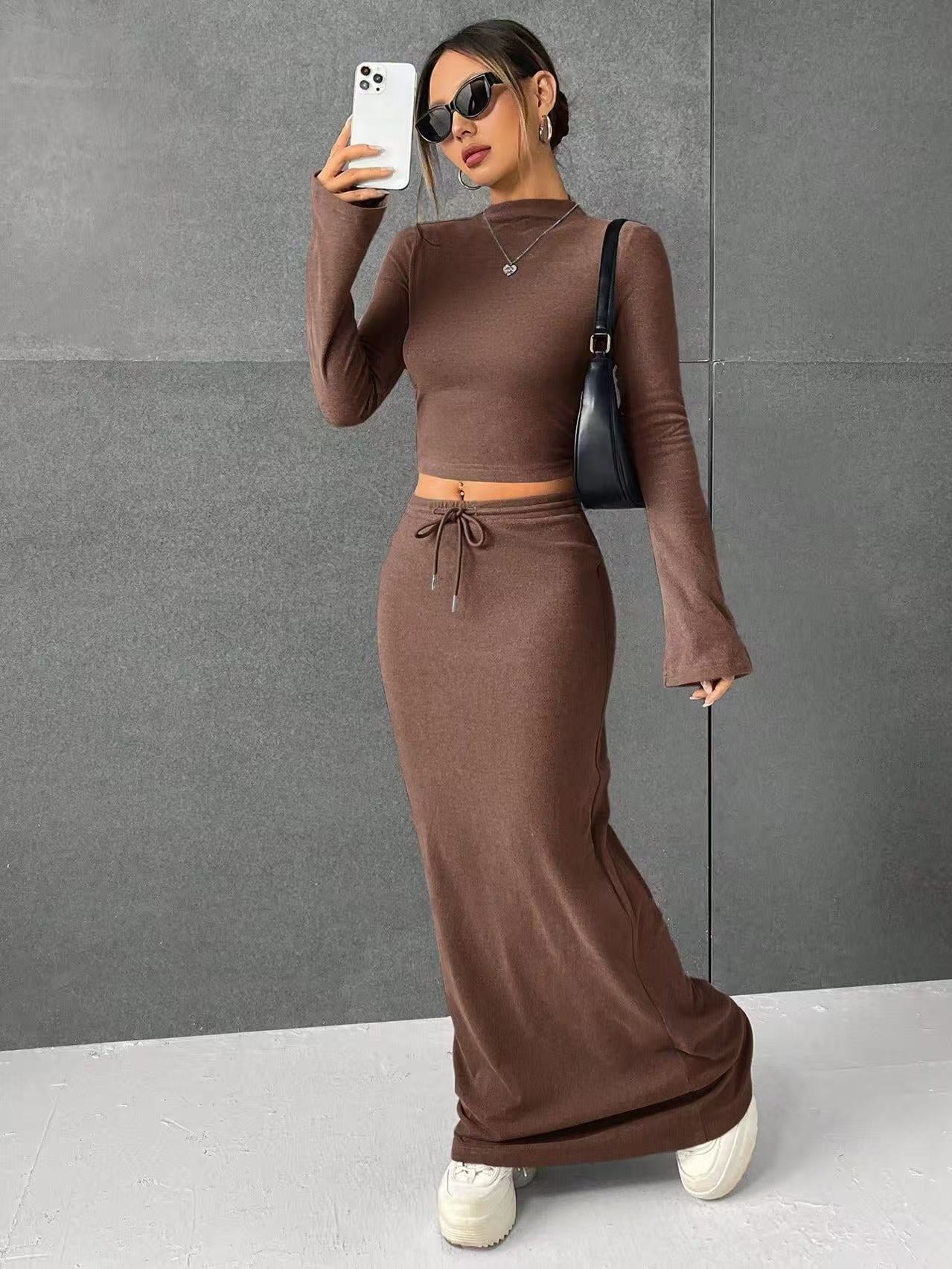 Women's Solid Color Long Sleeve Slim Base Suits