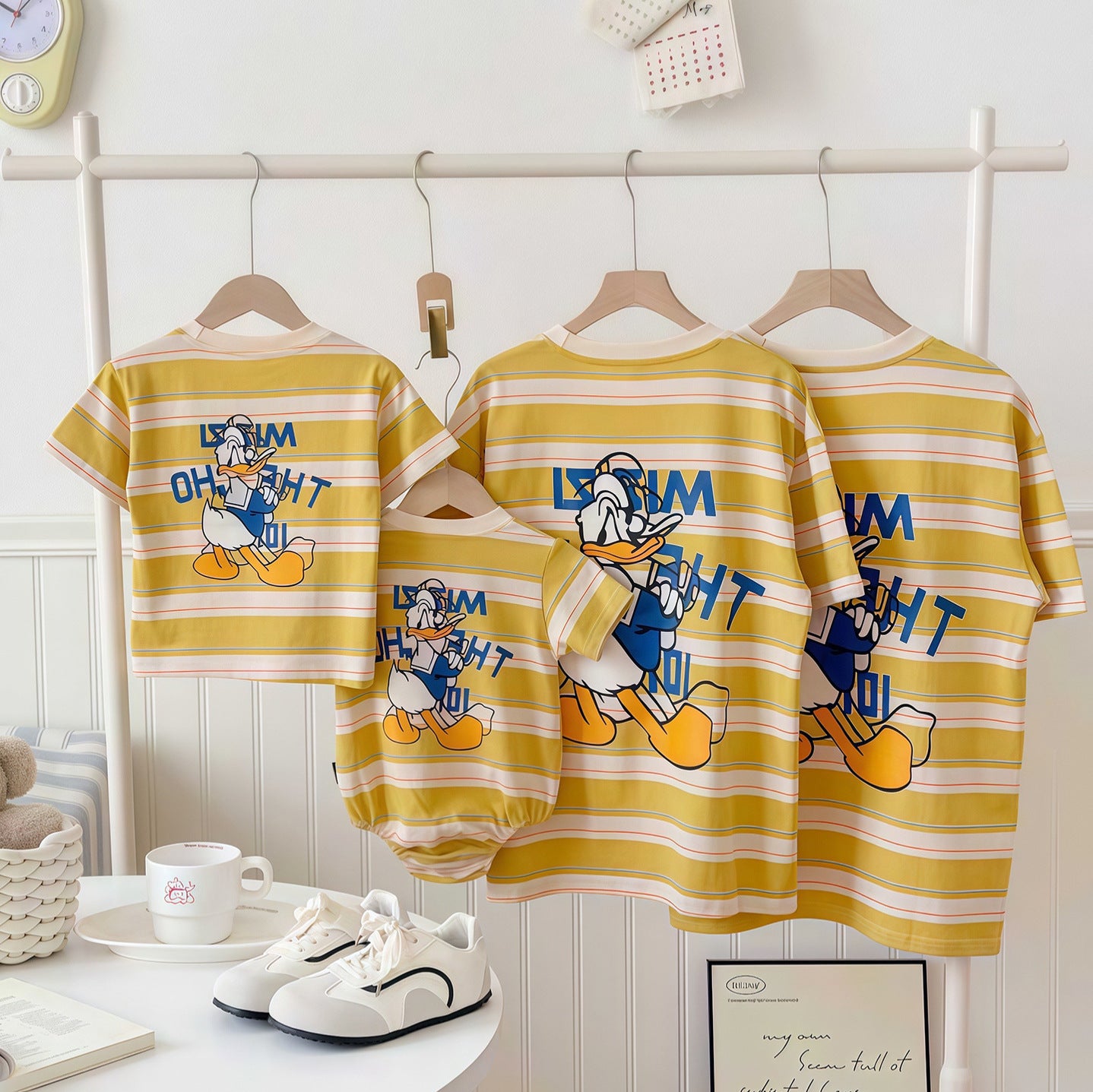 Summer Cartoon Striped Short Sleeve T-shirt Cute Parent-child Outfit
