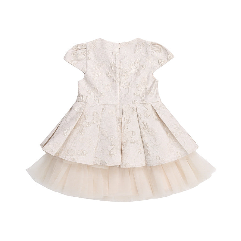 Summer Princess Style Cake Jacquard Mesh Stitching Children's Dress