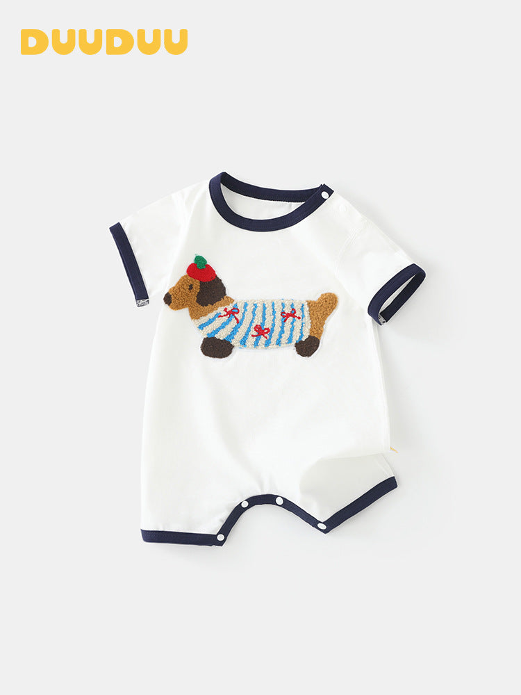 Puppy Summer Hooded Clothes Short Sleeved Kazakhstan Romper Jumpsuit, Climbing Suit
