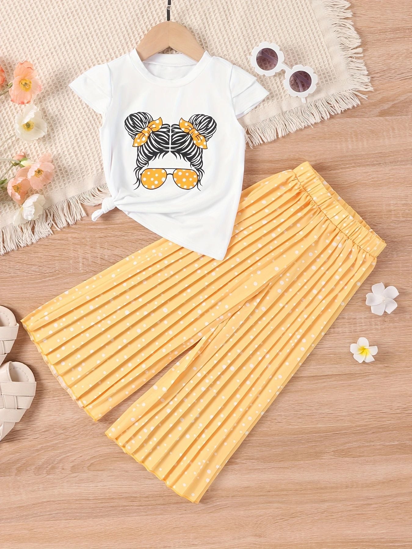 Unique Avatar Short Sleeve Wide Leg Pants Children's Suit
