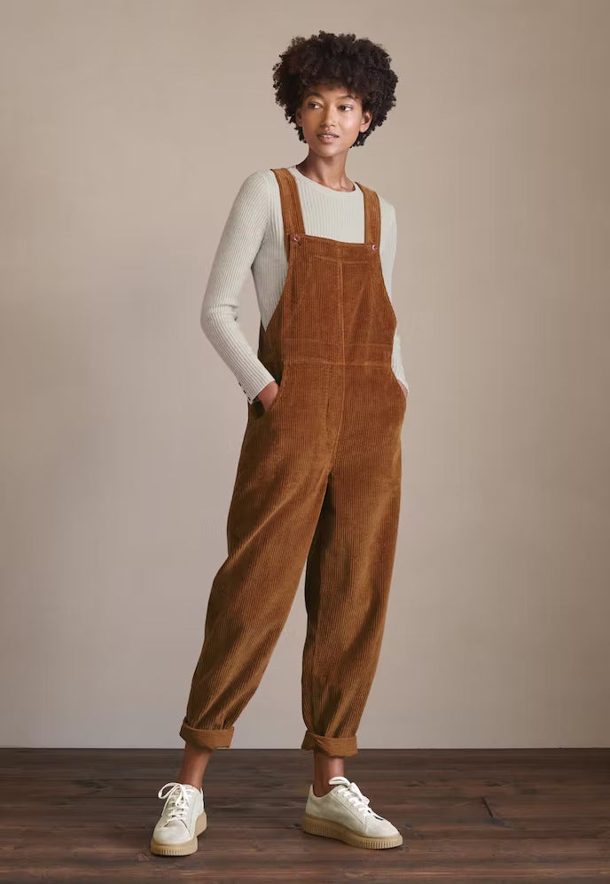 Elegant Solid Color Corduroy Pocket Overalls Casual Pants