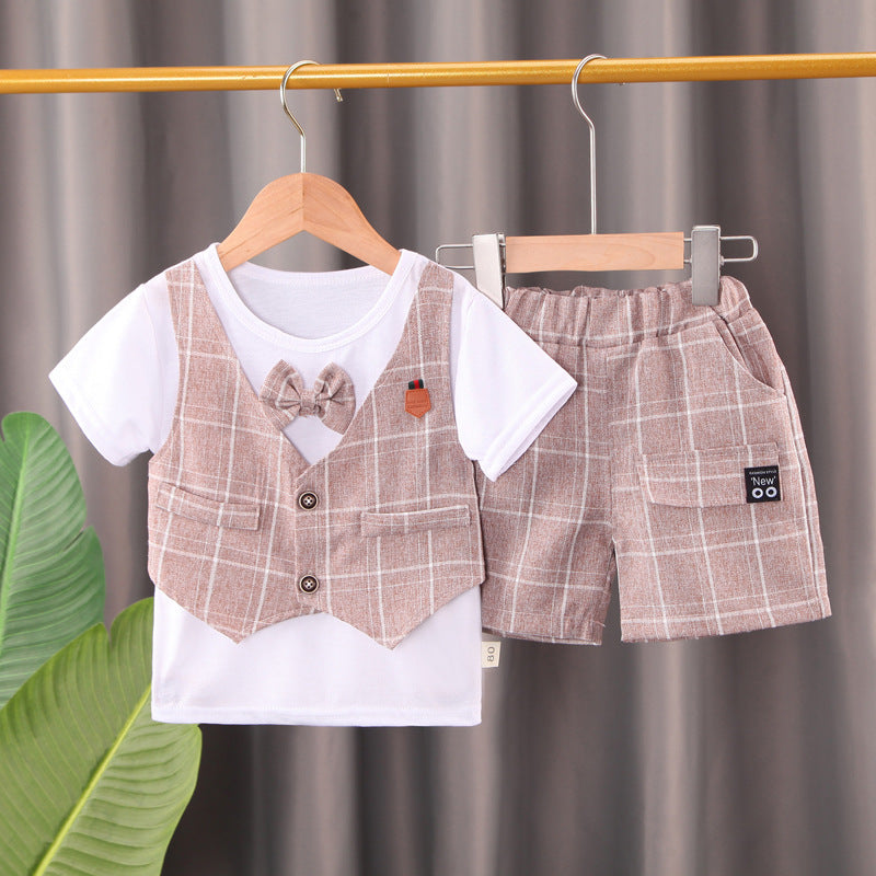 Children's Summer Short Sleeve Korean Style Fashion Dress Handsome Casual Children's Suit