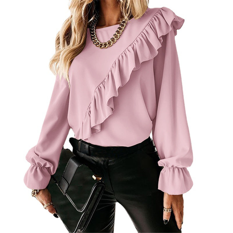 Women's Shirt Temperament Commute Solid Color Long Sleeve Chiffon Blouse