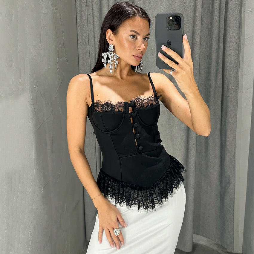 Women's Low-cut Lace Up Bra Summer Hot Outer Tops