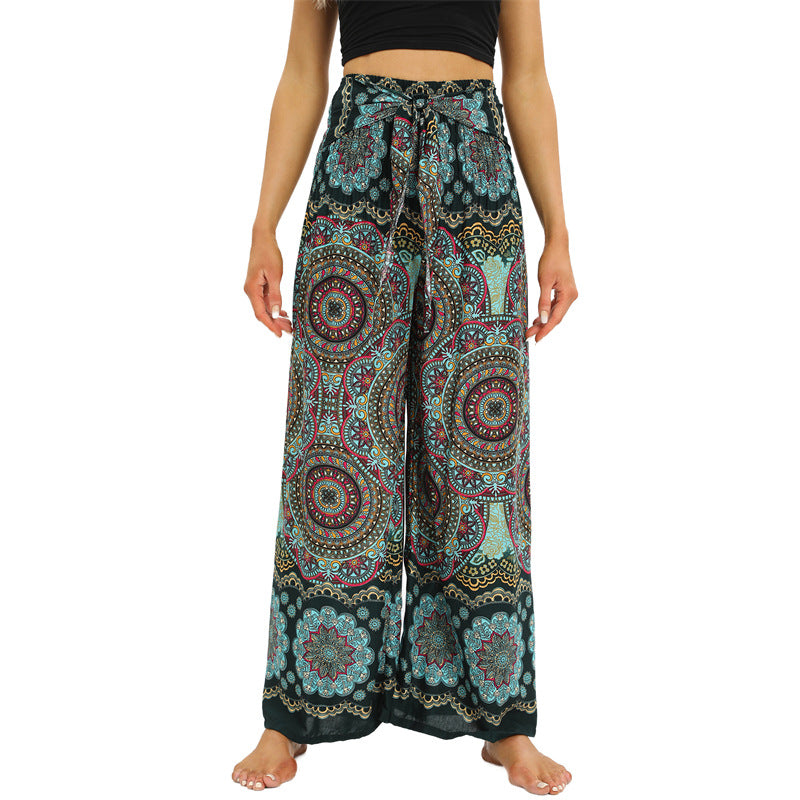 Bohemian Loose Rayon Culottes Ethnic Summer Casual Pants