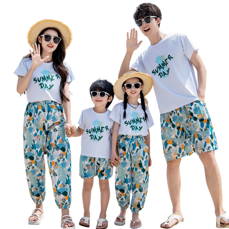 Summer Beach Suit Style Dress Casual Short Parent-child Outfit