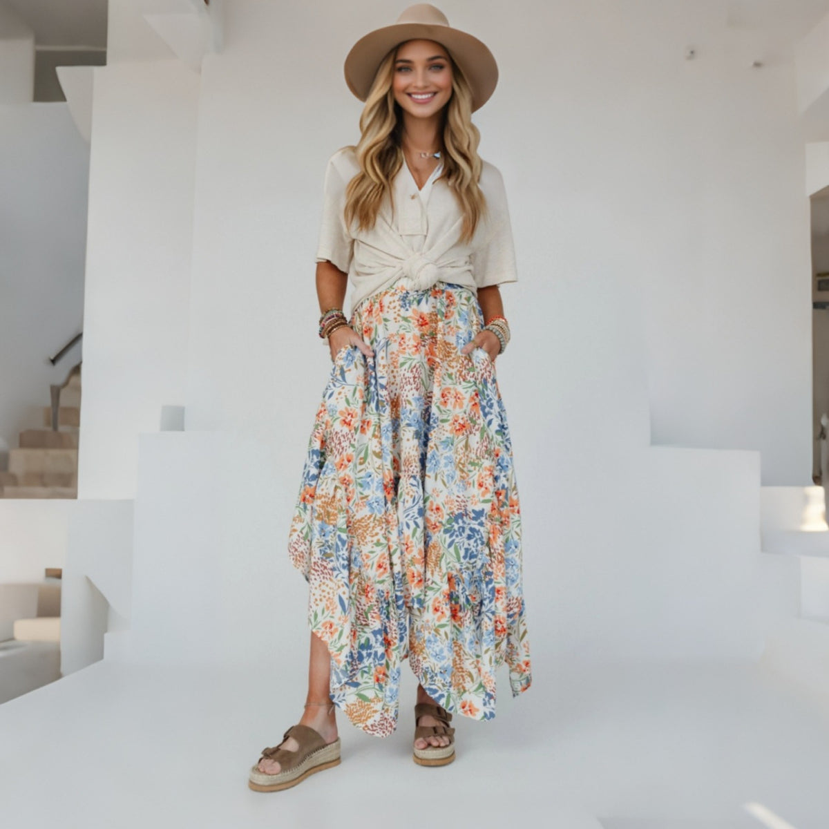 Summer Bohemian Style Elegant Personality Print Holiday Skirt
