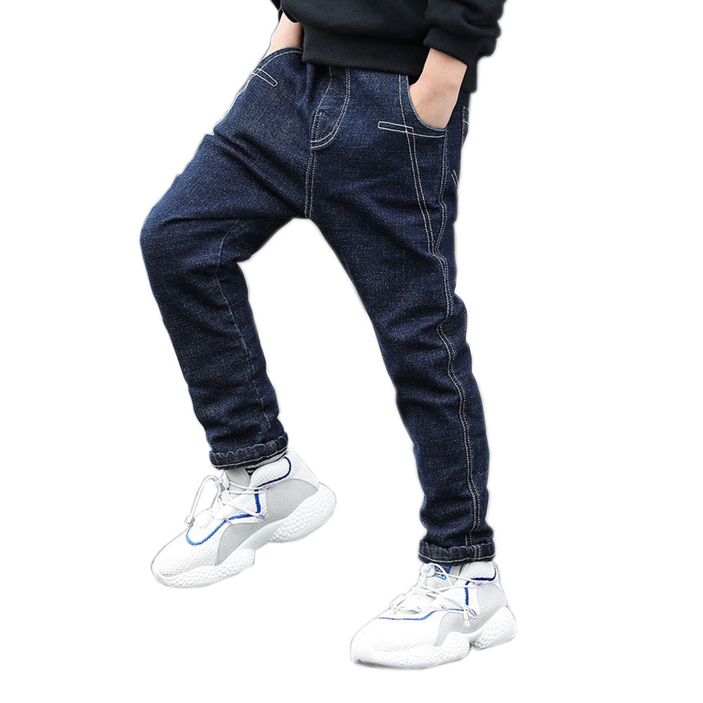 Children's Korean Medium Large Jeans Stretch Solid Children's Pants