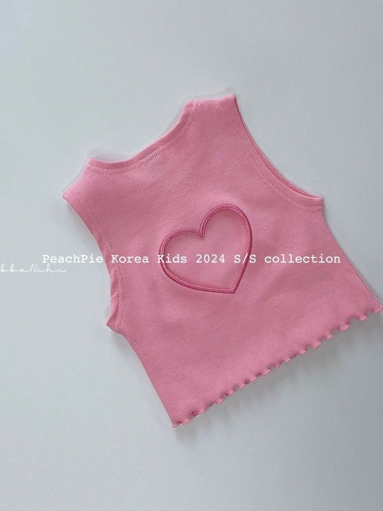Summer Western Style Hollowed Heart Shape Fashion Personalized Short Children's T-shirt