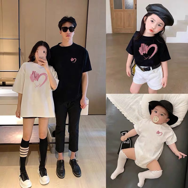 Style Summer Short Sleeve Clothing Family Pack Trendy Love Class Parent-child Outfit