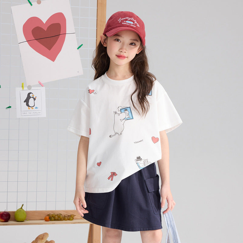 Children's Cartoon Printed Versatile Cool Summer Short-sleeved Children's T-shirt