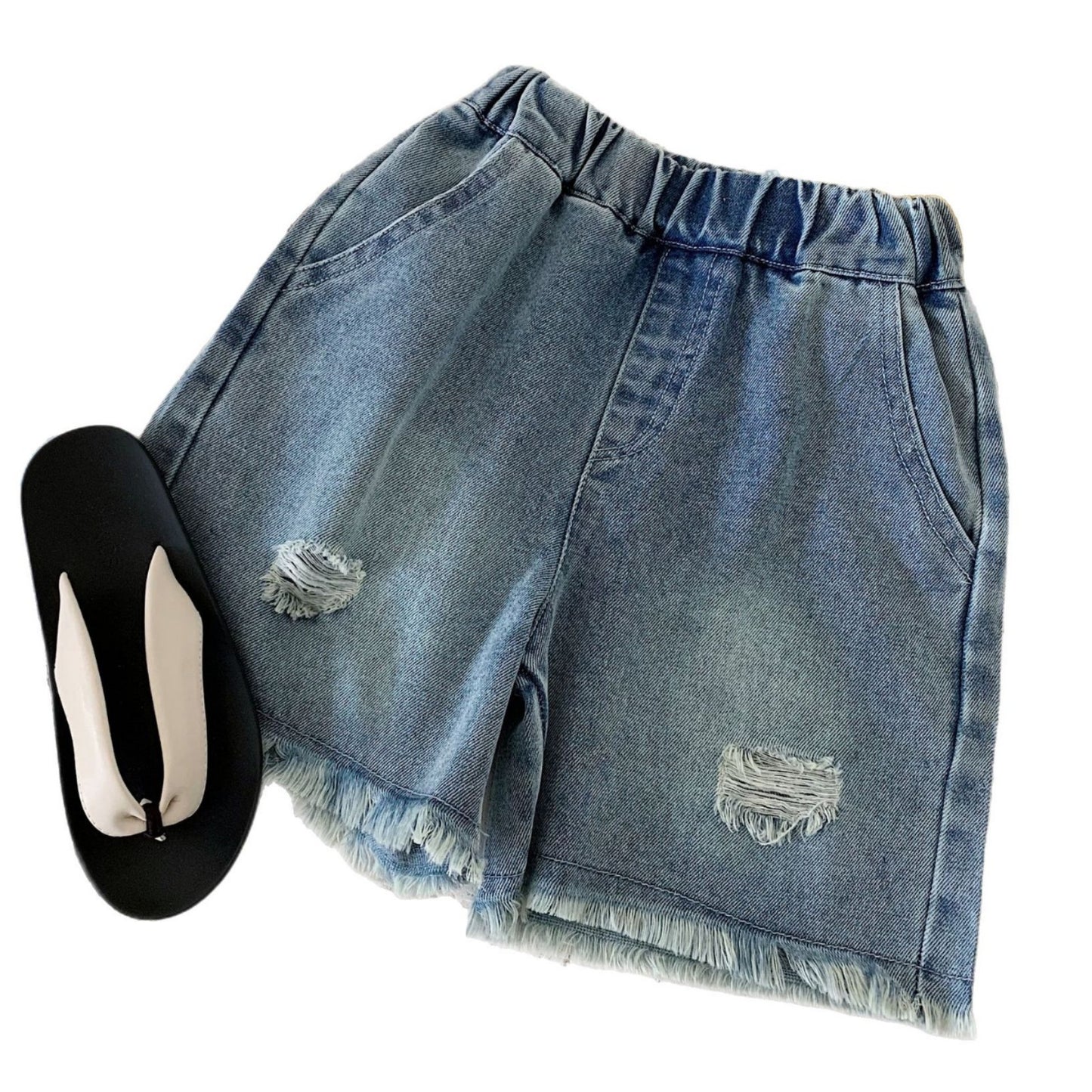 Children's Denim Shorts Summer Boys Ripped Frayed Children's Pants