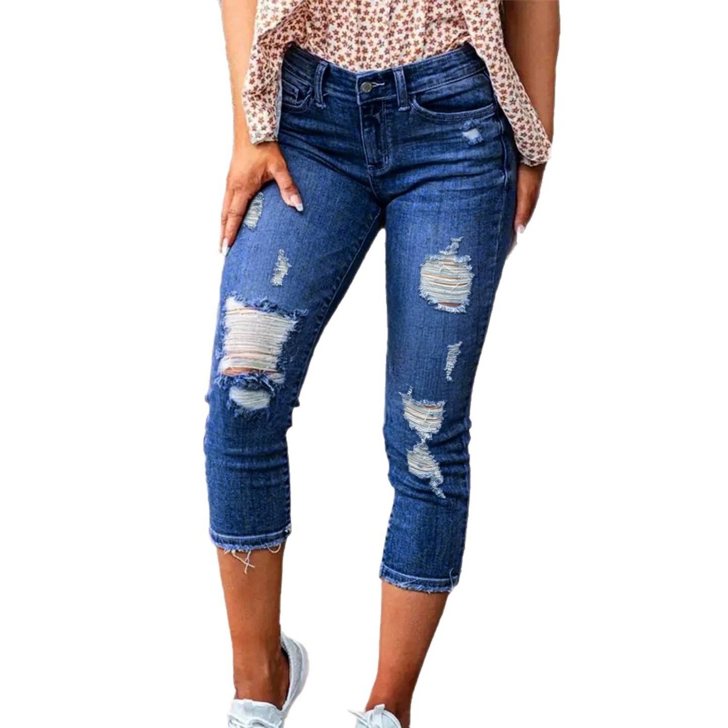 Women's Hole Design Hip Lifting Slimming Stretch Jeans