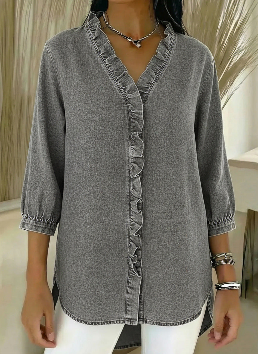 Classy Cool Women's Casual Flounce Shirt Tops