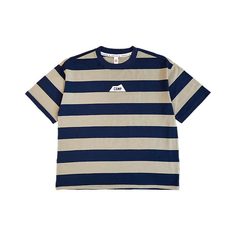 Children's Mountain Clothing Summer Boy's Short-sleeved Medium Large Striped Short Children's T-shirt