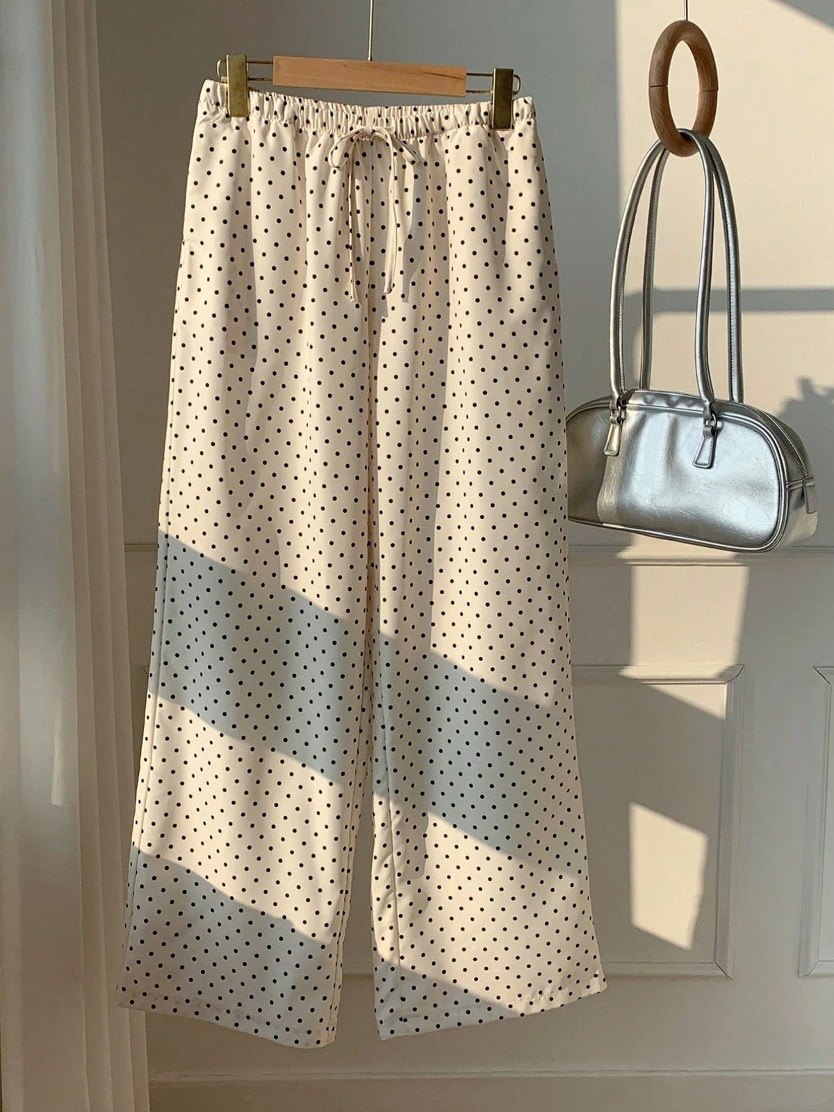 Fashion Slimming Straight Draping Thin Polka Casual Pants