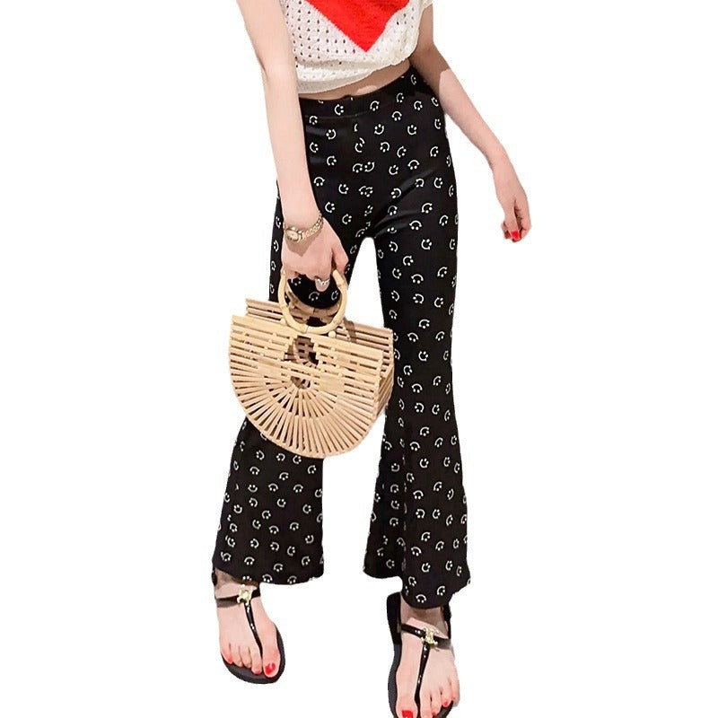 Ice Silk Summer Clothes Western Style Bell-bottom Children's Pants
