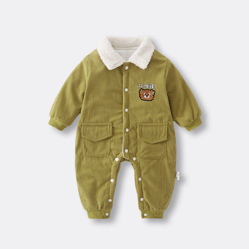 Clothes Jumpsuit Fur Collar Corduroy Romper Keep Warm Jumpsuit, Climbing Suit