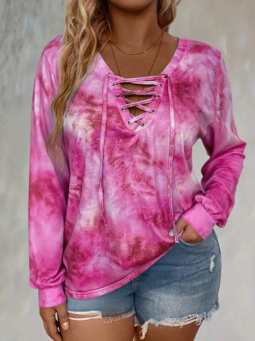 Women's Spring Printing Casual Long Sleeve Elegant Large Size T-shirt