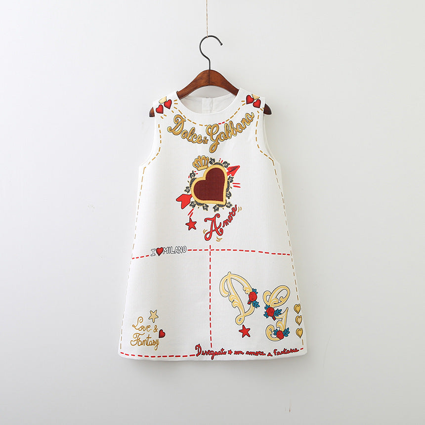 Children's Skirt Love Sleeveless Vest Fashionable Clothing Children's Dress
