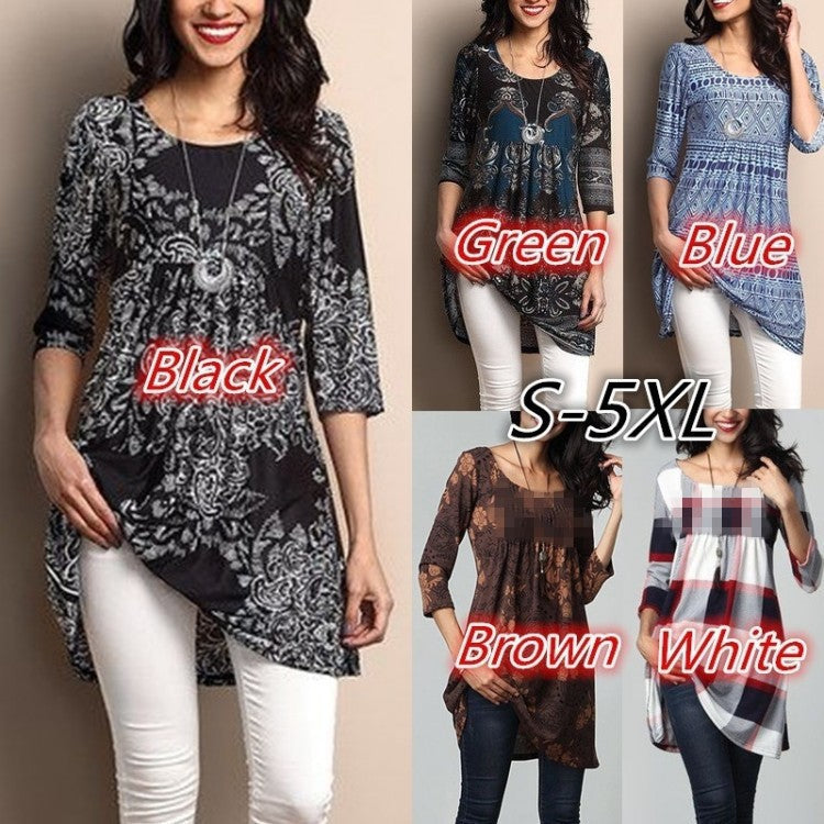 Women's Three-quarter Length Sleeves Mid-length Slimming Fresh Women's T-shirt