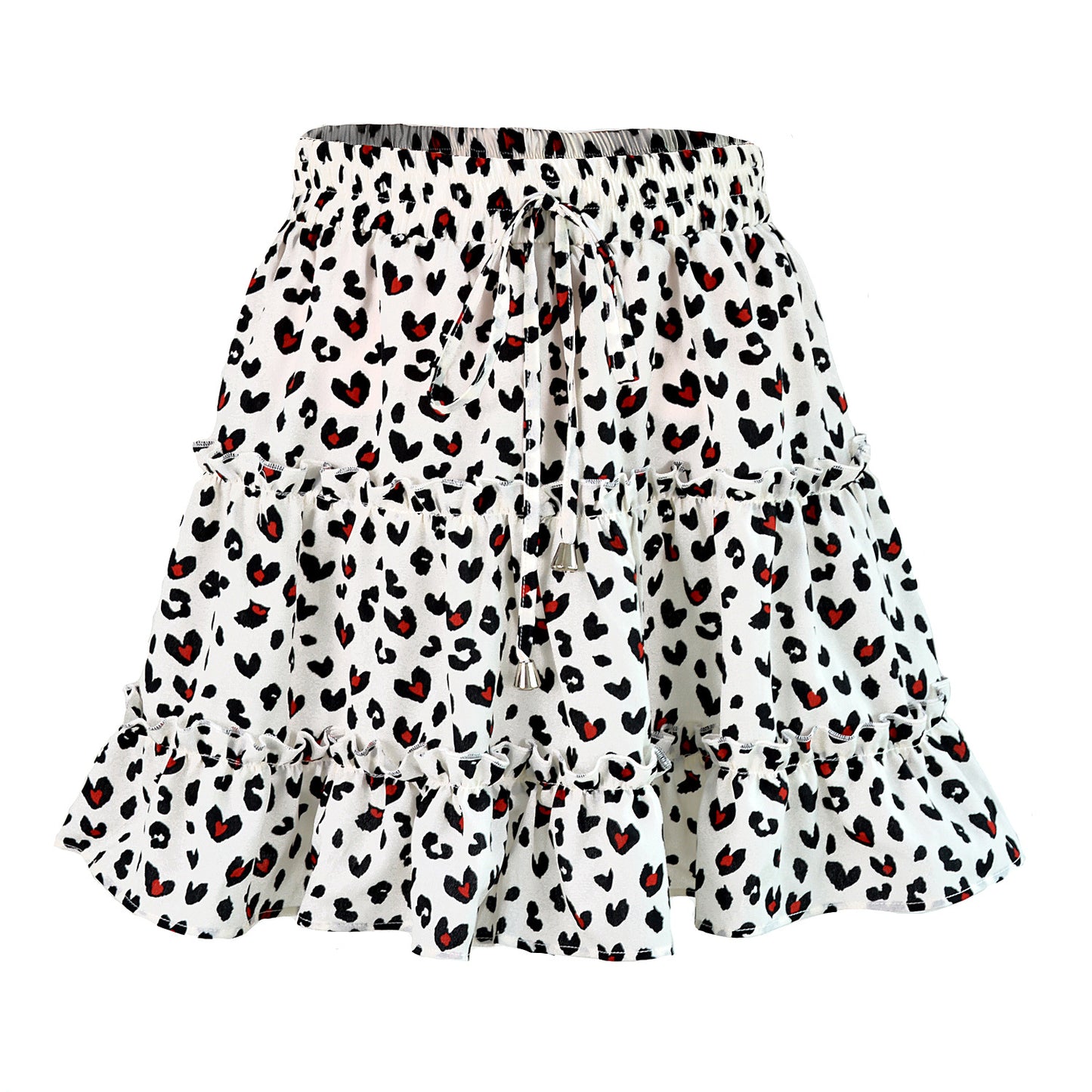 Women's Summer High Waist Ruffles Floral A- Line Skirt