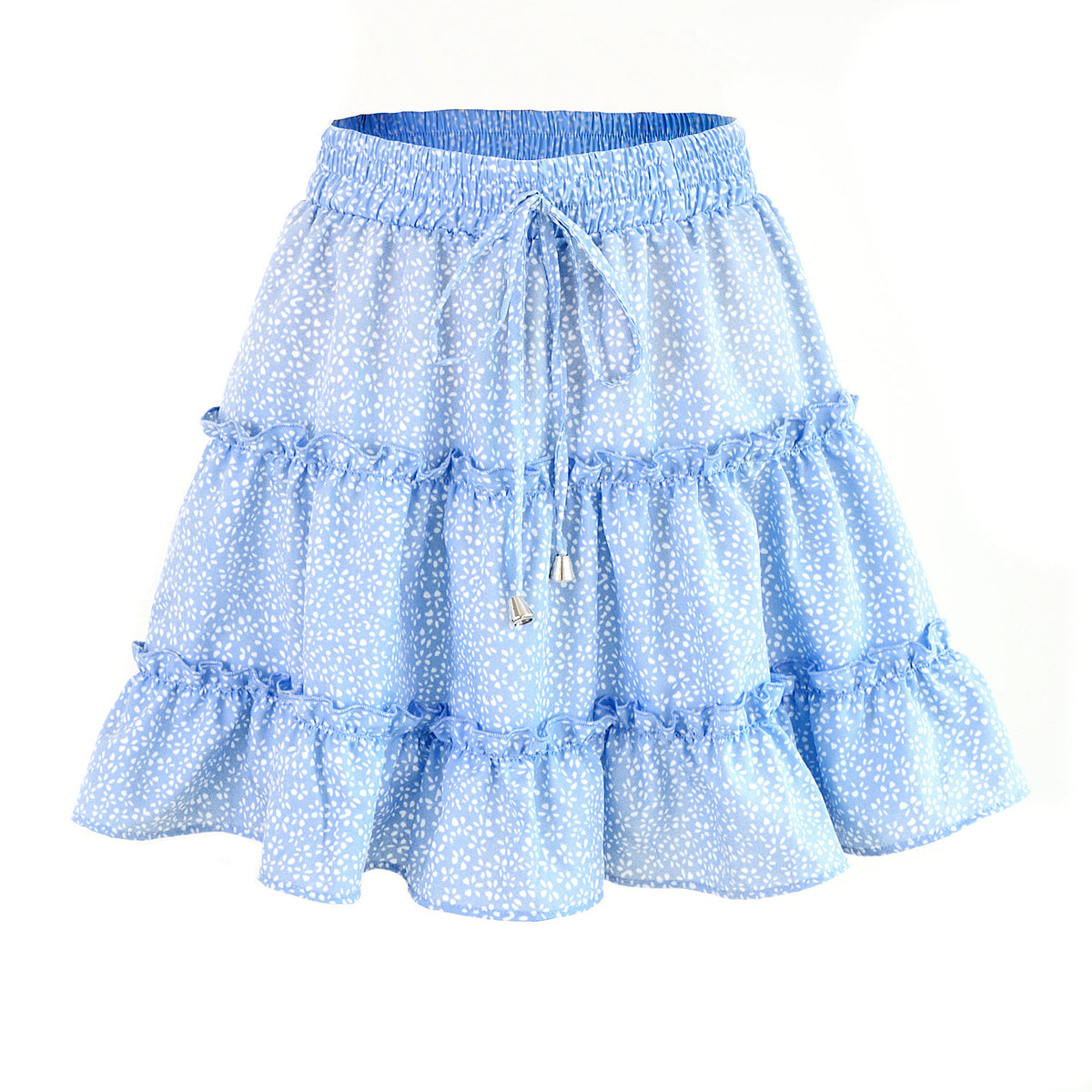 Women's Summer High Waist Ruffles Floral A- Line Skirt