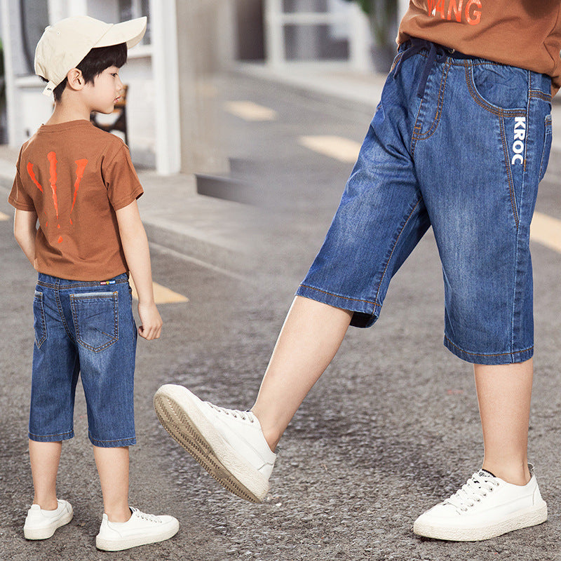 Children's Crawler Shorts Summer Denim Middle Teens Children's Pants
