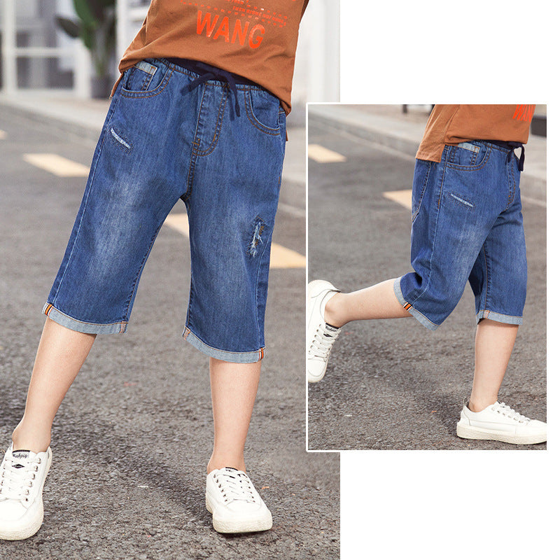 Children's Crawler Shorts Summer Denim Middle Teens Children's Pants