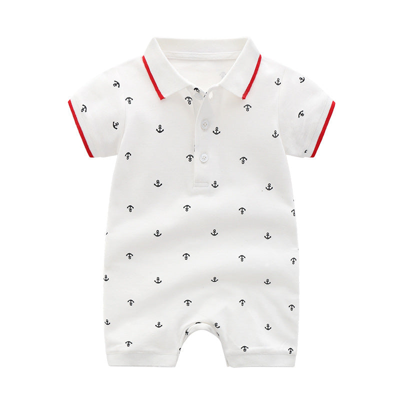 Children's Clothing Clothes Summer Boy Handsome Collar Sea Jumpsuit, Climbing Suit
