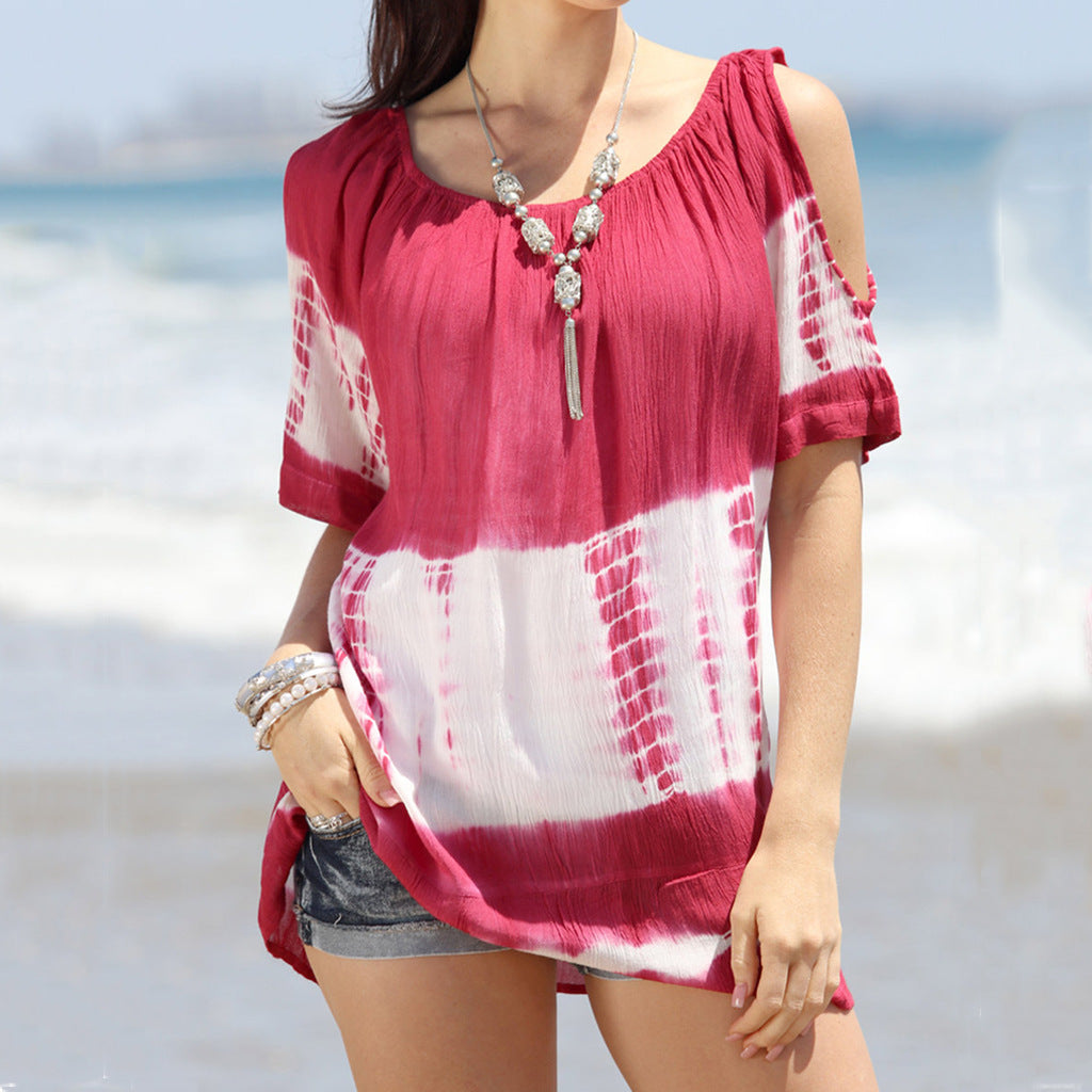 Women's Summer Fashion Sexy Round Neck Sleeve Shorts