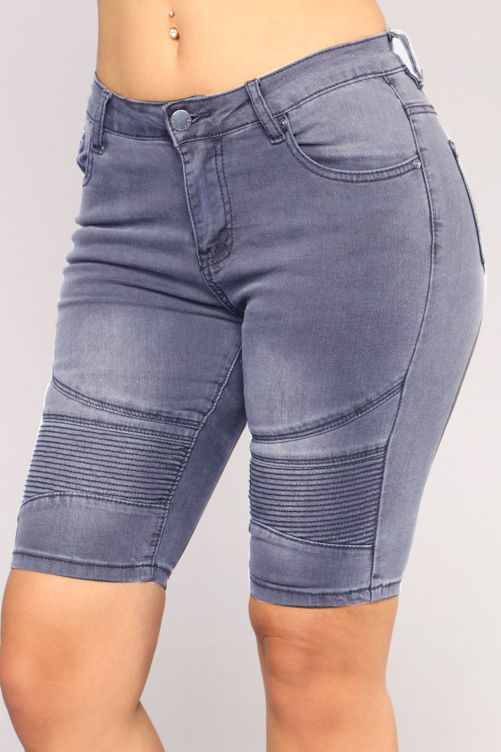 Women's Motorcycle Stretch Capri Blue Denim Women's Jeans