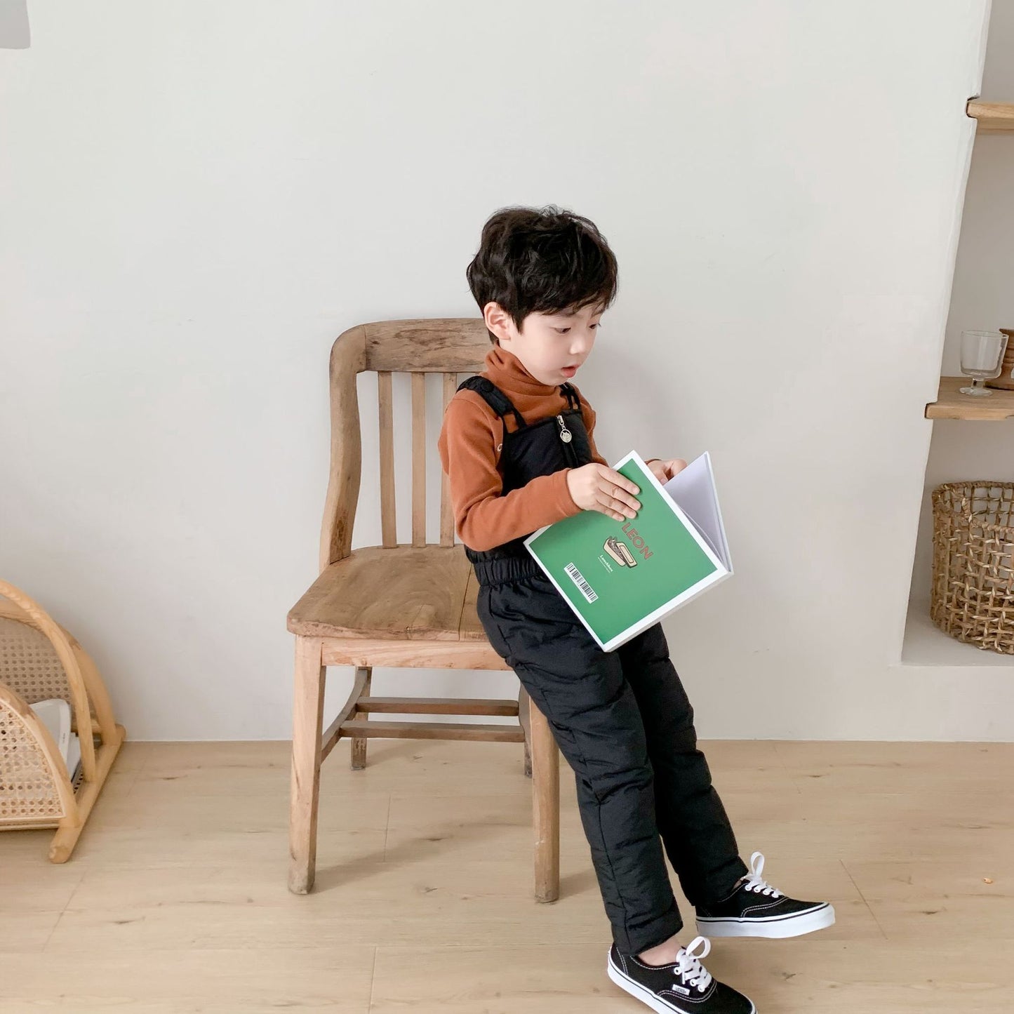Children's Korean Style Down Cotton Suspender Outer Wear One-piece Clothes Children's Pants