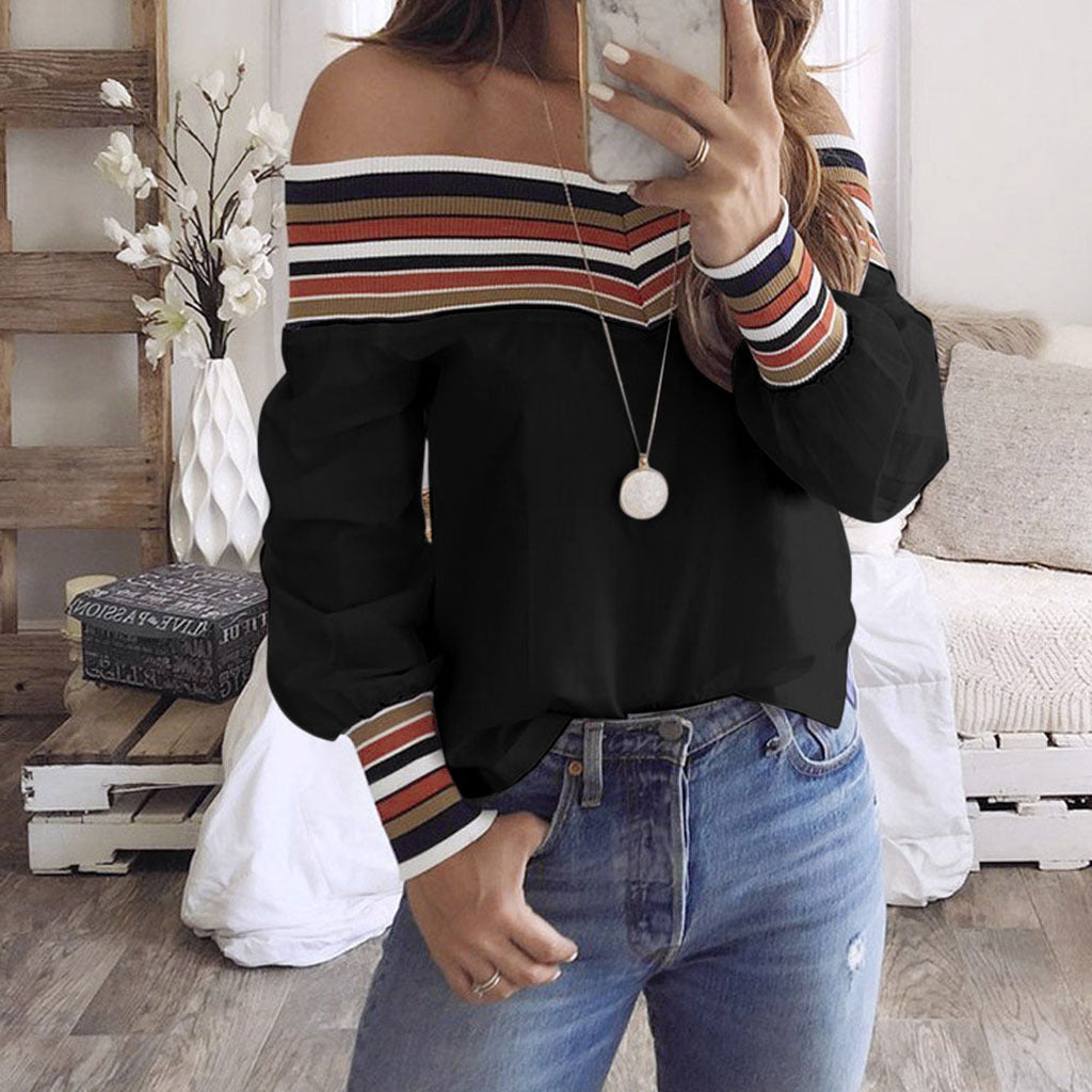 Fashion Popular Printed Knitted Patchwork Shirt Blouse