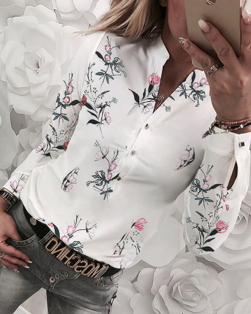 Pretty Women's Long Sleeve Printed Shirt Blouse