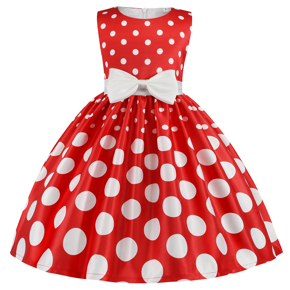 Polka Dot Princess Gown Festival Evening Party Performance Children's Dress