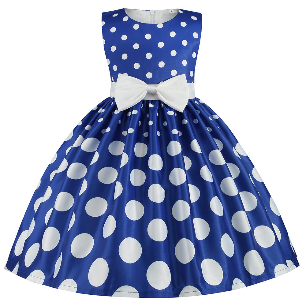 Polka Dot Princess Gown Festival Evening Party Performance Children's Dress
