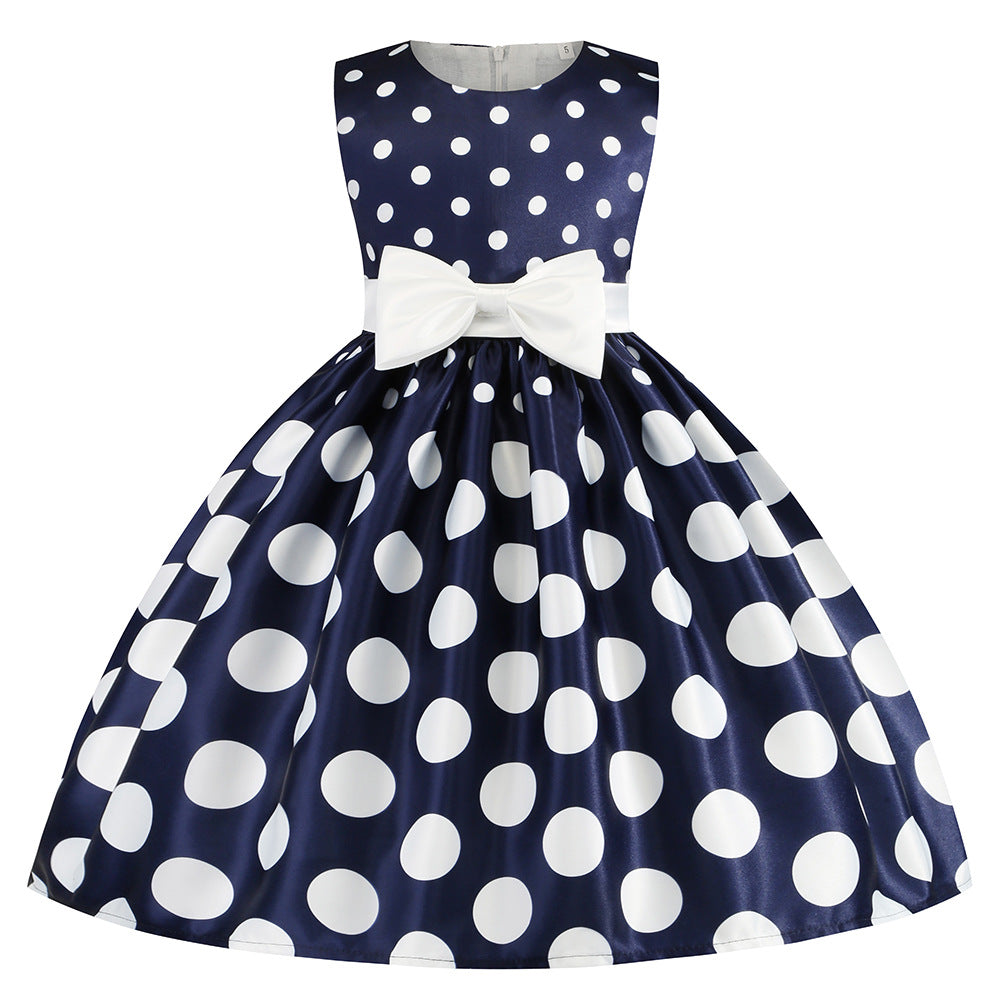 Polka Dot Princess Gown Festival Evening Party Performance Children's Dress