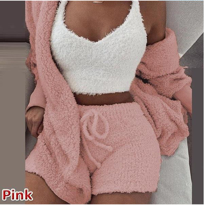 Women's Winter Plush Pajamas Long Sleeve Sports Fashion Casual Suit