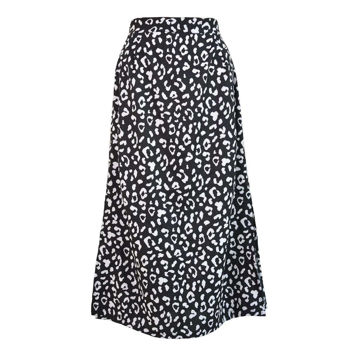 Women's Print Chiffon Floral Slit Zipper High Skirts