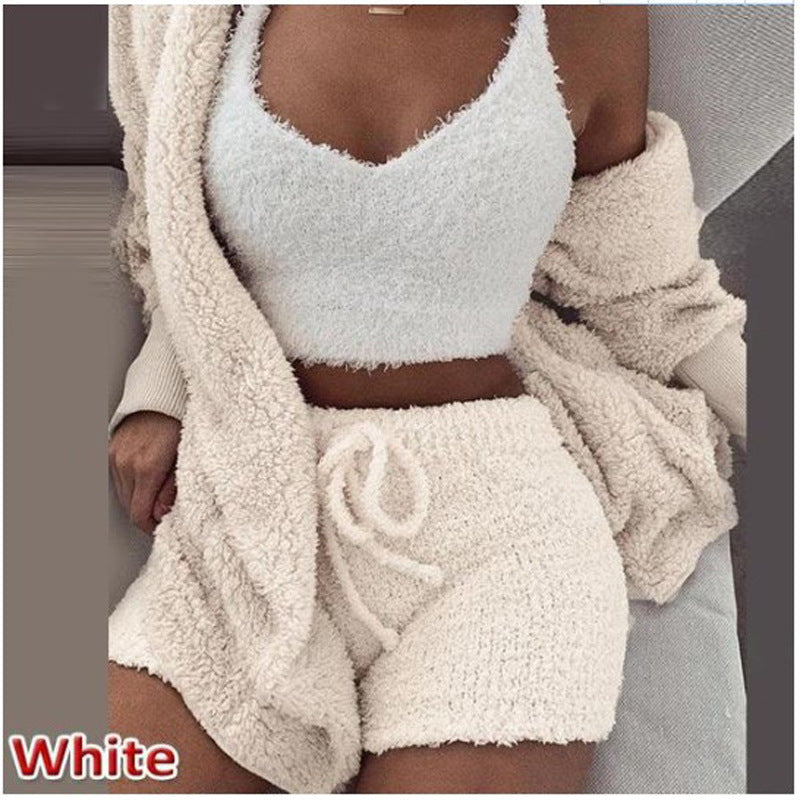 Women's Winter Plush Pajamas Long Sleeve Sports Fashion Casual Suit